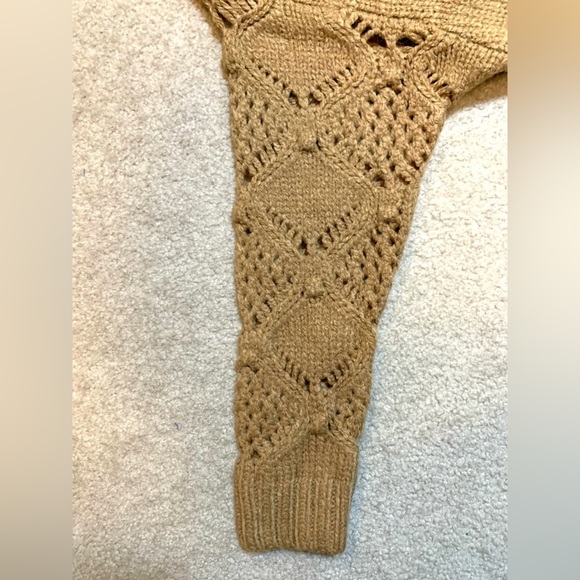 NWT Skies Are Blue Mock Neck Crochet Sweater Camel Women Size Small - Picture 6 of 8